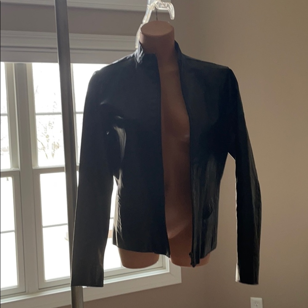 Moda international black leather jacket